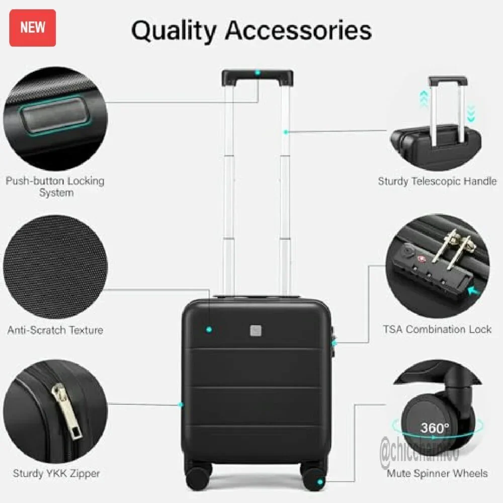 16 Inch Underseat Carry On Hard Shell Luggage with Spinner Wheels